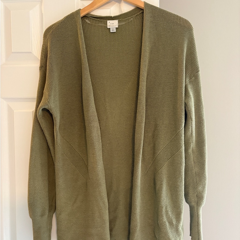 A New Day Sage/Olive Green Cardigan Sweater with detailed accents